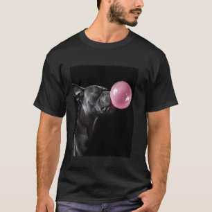 Pitbull Dog Chewing Bubble Gum Pink T-Shirt