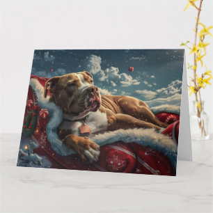 Pitbull Dog Christmas Festive Card