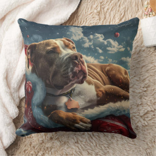 Pitbull Dog Christmas Festive Cushion