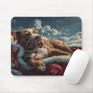 Pitbull Dog Christmas Festive Mouse Mat