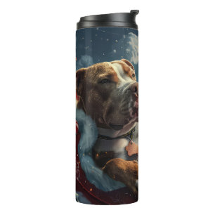 Pitbull Dog Christmas Festive Thermal Tumbler