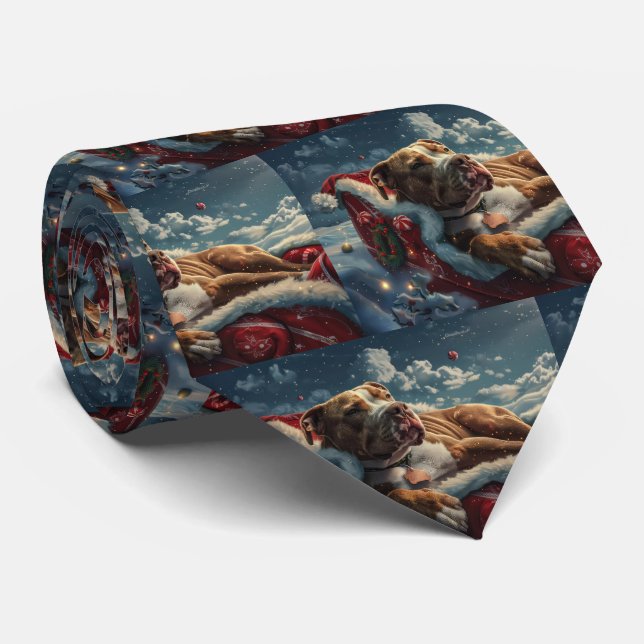 Pitbull Dog Christmas Festive Tie (Rolled)