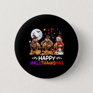 Pitbull Dog Christmas Happy Hallothankmas Thanksgi 6 Cm Round Badge