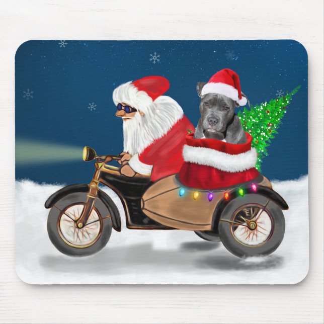 Pitbull Dog Christmas Santa Claus  Mouse Mat (Front)