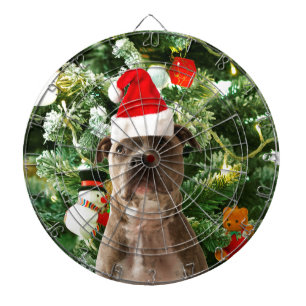 Pitbull Dog Christmas Tree Ornaments Snowman Dartboard