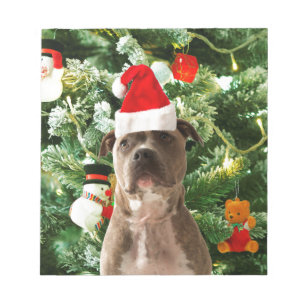 Pitbull Dog Christmas Tree Ornaments Snowman Notepad