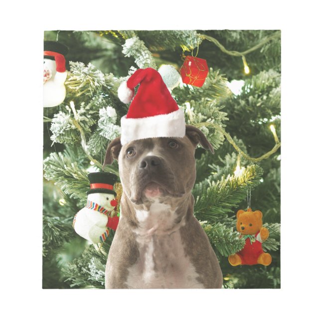 Pitbull Dog Christmas Tree Ornaments Snowman Notepad (Front)