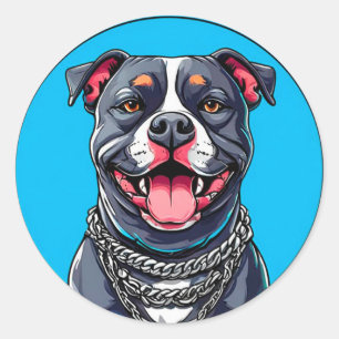 Pitbull dog classic round sticker