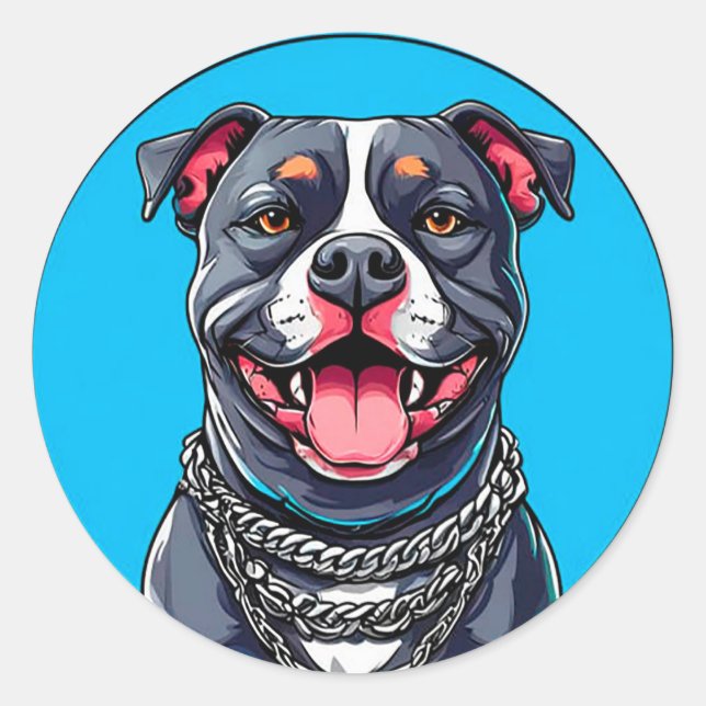 Pitbull dog classic round sticker (Front)