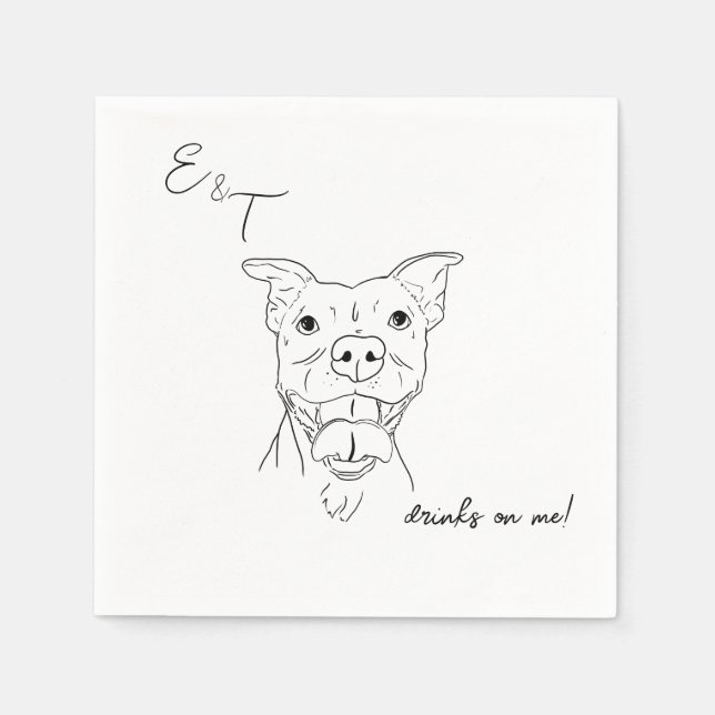 Pitbull Dog Cocktail wedding napkins  (Front)