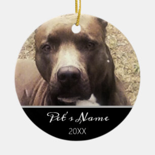 Pitbull Dog Custom Pet Photo Christmas Ceramic Tree Decoration