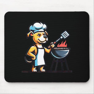 Pitbull dog doing barbecue dog lover funny grill mouse mat