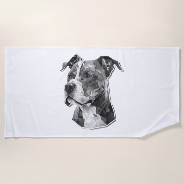 Pitbull dog face beach towel (Front)