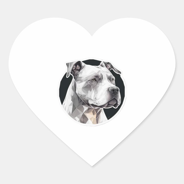 Pitbull dog face heart sticker (Front)