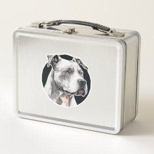 Pitbull dog face metal lunch box
