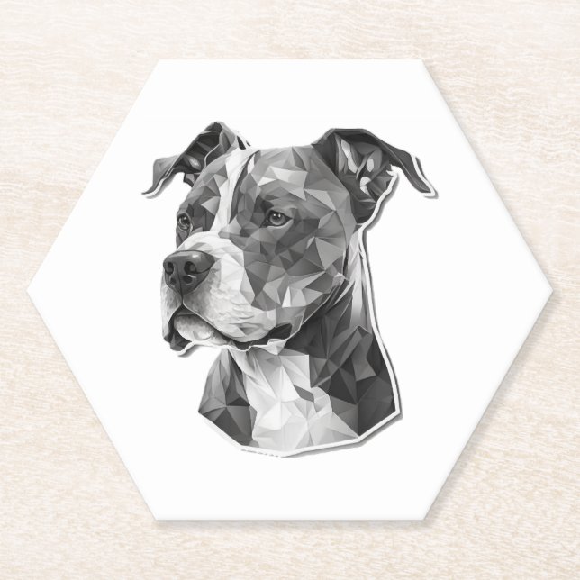 Pitbull dog face paper coaster (Front)