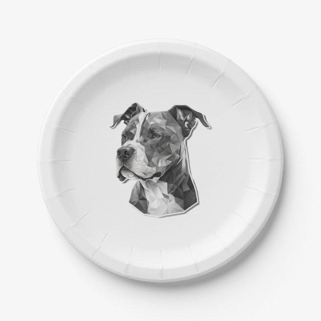 Pitbull dog face paper plate (Front)