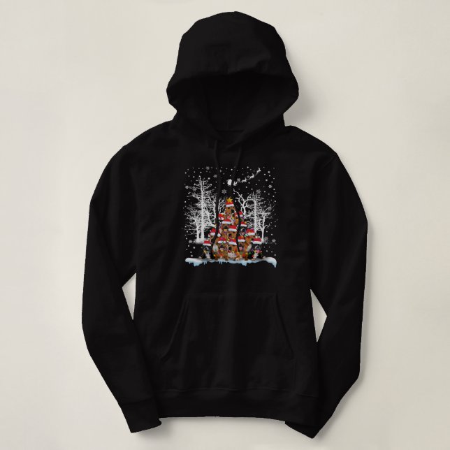 Pitbull Dog Funny Pitbull Dog Christmas Tree Match Hoodie (Design Front)
