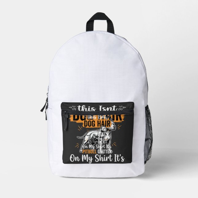 Pitbull Dog Hair Glitter Funny Dog Printed Backpack (Front)