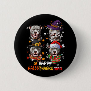 Pitbull Dog Hallothanksmas Halloween Thanksgiving  6 Cm Round Badge