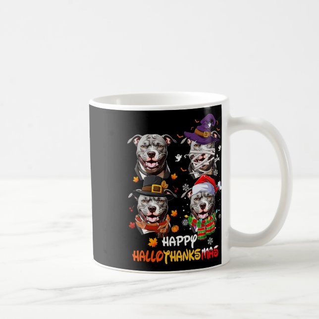 Pitbull Dog Hallothanksmas Halloween Thanksgiving  Coffee Mug (Right)
