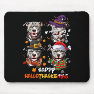Pitbull Dog Hallothanksmas Halloween Thanksgiving  Mouse Mat