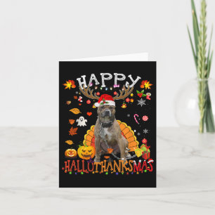 Pitbull Dog Halloween Christmas Dog Happy Hallotha Card