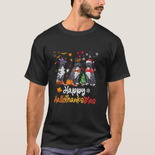 Pitbull Dog Halloween Christmas Happy Hallothanksm T-Shirt