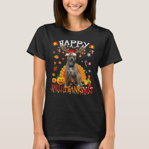 Pitbull Dog Happy Hallothanksmas Halloween Thanksg T-Shirt