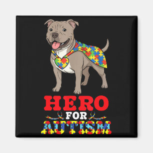 Pitbull Dog Hero For Autism Awareness Accept Suppo Magnet