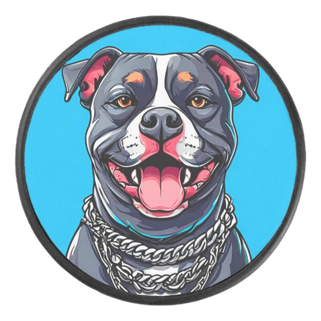 Pitbull dog hockey puck (Front)
