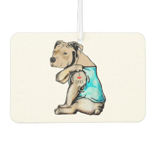 Pitbull Dog I Love Dad Tattoo Funny Family Car Air Freshener