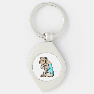 Pitbull Dog I Love Dad Tattoo Funny Family Key Ring