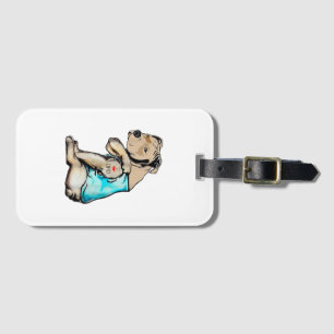 Pitbull Dog I Love Dad Tattoo Funny Family Luggage Tag