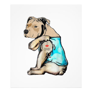 Pitbull Dog I Love Dad Tattoo Funny Family Photo Print