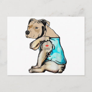 Pitbull Dog I Love Dad Tattoo Funny Family Postcard
