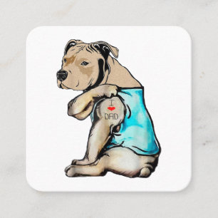 Pitbull Dog I Love Dad Tattoo Funny Family Square Business Card