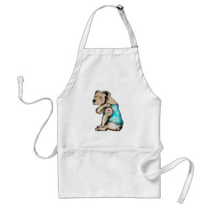Pitbull Dog I Love Dad Tattoo Funny Family Standard Apron