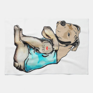 Pitbull Dog I Love Dad Tattoo Funny Family Tea Towel