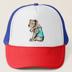 Pitbull Dog I Love Dad Tattoo Funny Family Trucker Hat