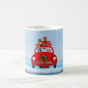 Pitbull Dog In Car With Santa Claus Coffee Mug