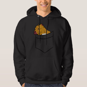 Pitbull Dog In Pocket Funny Pitbull Dog In A Pocke Hoodie