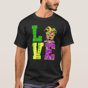 Pitbull Dog Lover I Love Mardi Gras Costume Mask T-Shirt