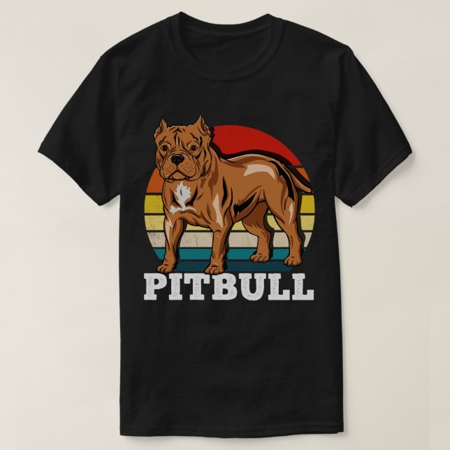 Pitbull Dog Lover Retro T-Shirt (Design Front)