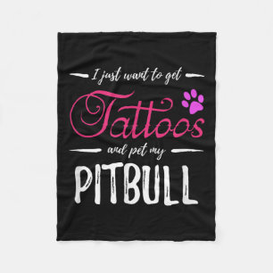 Pitbull Dog Lover Tattoo Shirt Funny Dog Mum Gift  Fleece Blanket