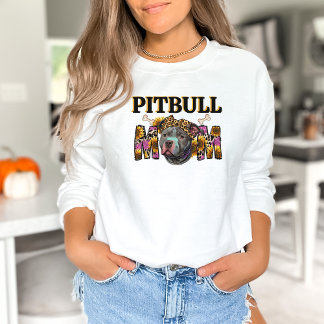 Pitbull Dog Mama Leopard Print Sunflowers Sweatshirt