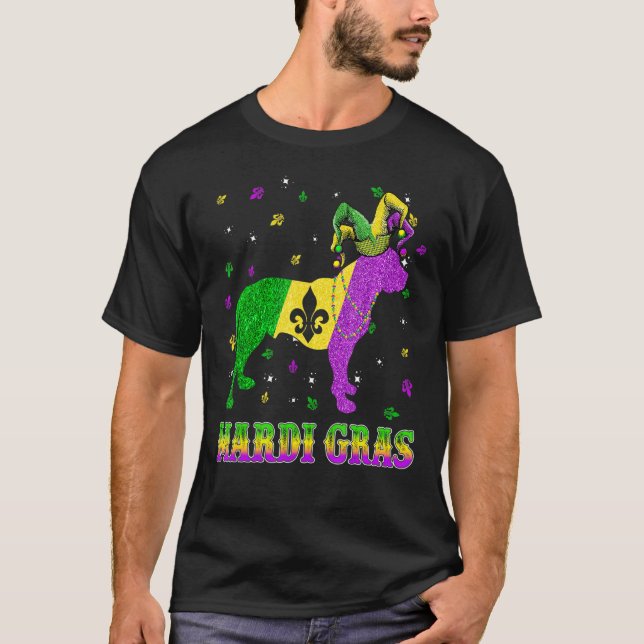 Pitbull Dog Mardi Gras Carnival Jester Beads T-Shirt (Front)