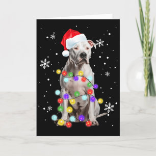 Pitbull Dog Merry Dogmas Santa Pitbull Christmas T Card