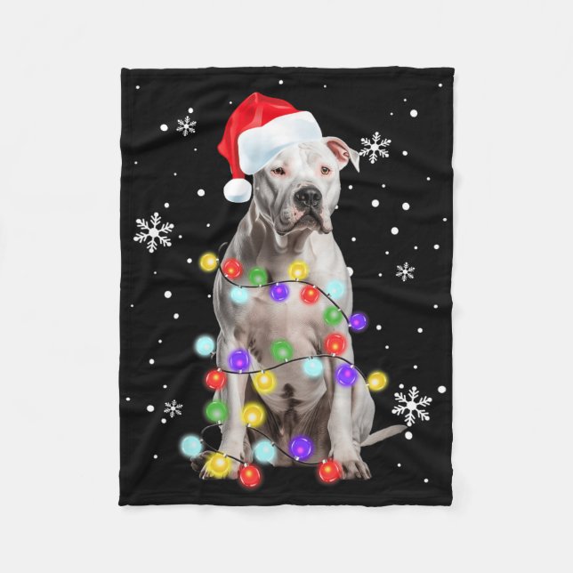 Pitbull Dog Merry Dogmas Santa Pitbull Christmas T Fleece Blanket (Front)