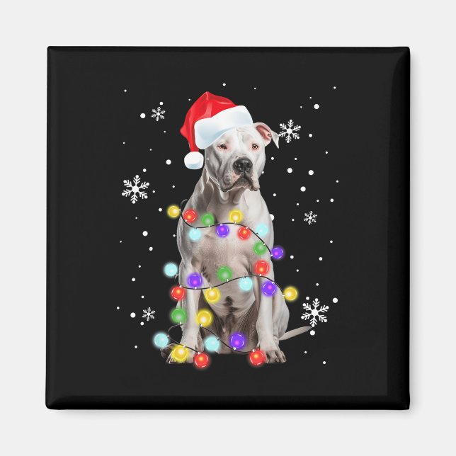 Pitbull Dog Merry Dogmas Santa Pitbull Christmas T Magnet (Front)